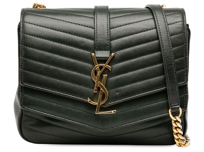 Sac Sulpice Monogram en agneau chevron vert de Saint Laurent