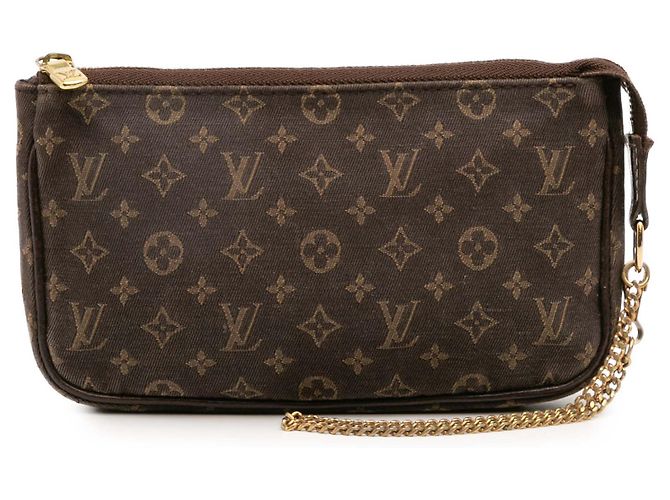 Pochette Mini Lin Bucket PM Monogram Marrone Louis Vuitton Marrone scuro