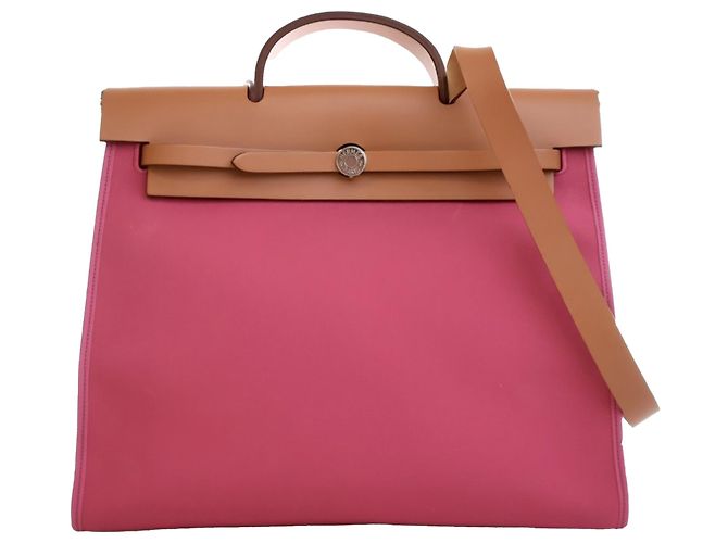 Hermès Bolsa Herbag Zip 39 em Lona Rosa