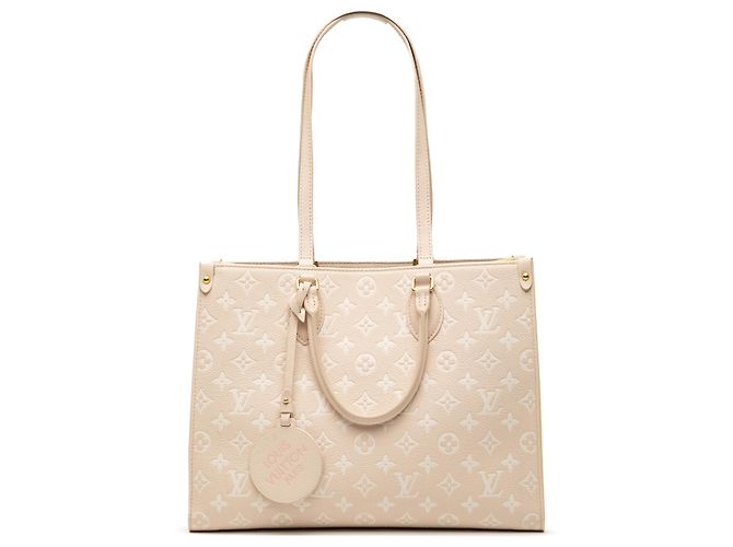 Bolsa Onthego MM em Monogram Empreinte marrom da Louis Vuitton - Primavera na Cidade Bege