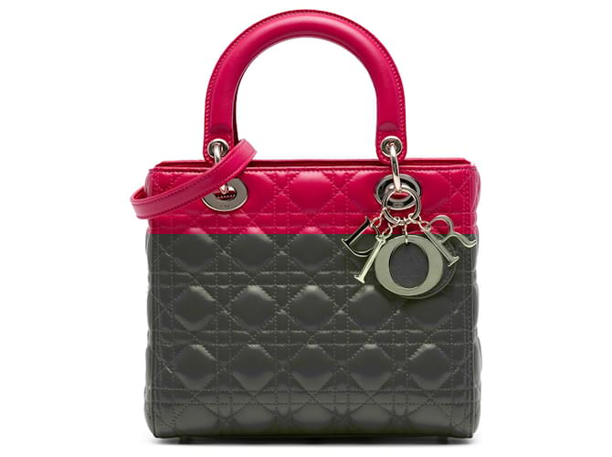 Dior Pink Medium Lambskin Cannage Lady Dior Leather  ref.2587061
