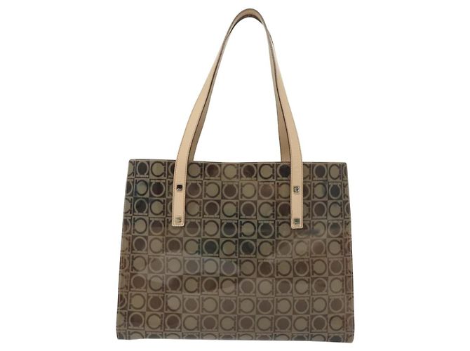 Borsa Gancini in vinile Salvatore Ferragamo Marrone