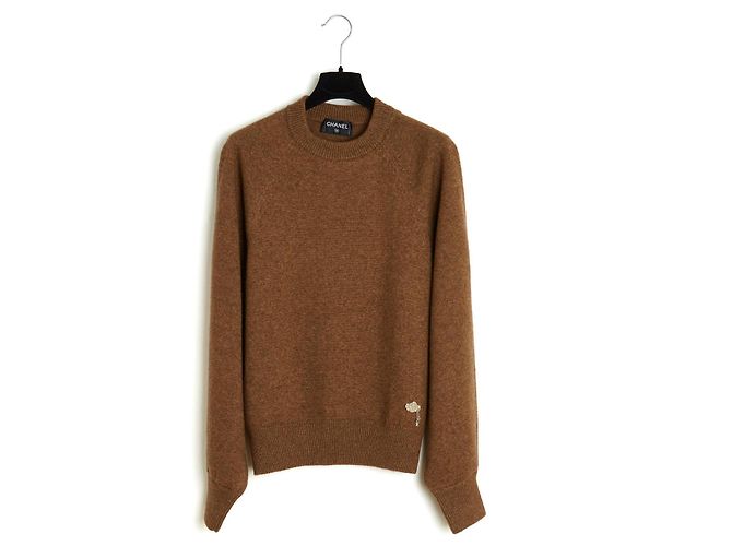 Chanel 2025 Maglione Maxi in Cashmere Oversize FR38 Marrone UK10 US8