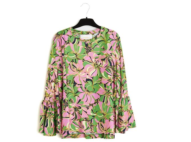Autre Marque La Double J 2017 Top Volant FR40 Blusa Colorata in Seta e Cotone UK12 US10 Multicolore