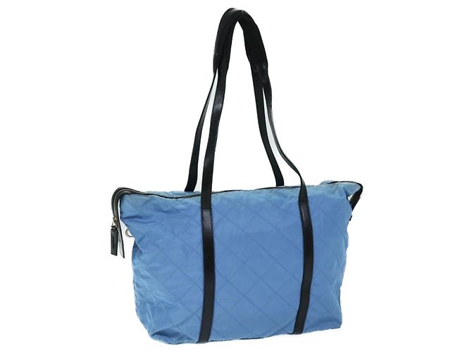 Prada Vintage Zip Tote Tessuto Medium Blue