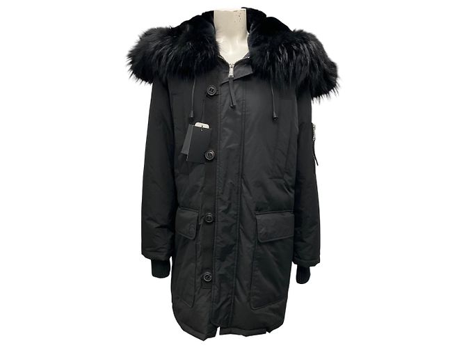 Parka nera con cappuccio Dsquared2 2011 con pelliccia Nero