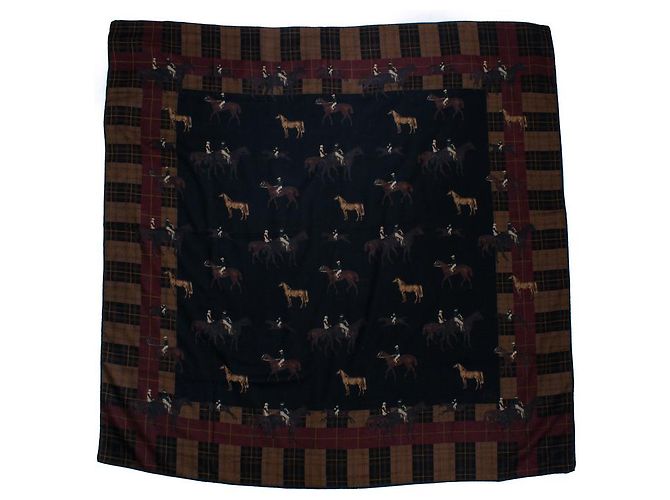 Autre Marque Pauw, cachecol xadrez com estampa de cavalo Marrom Preto Vermelho