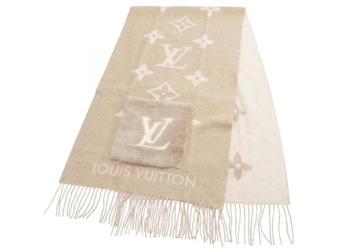 Louis Vuitton Echarpe Cold Reykjavik Scarf White Beige Leather Cashmere  ref.2588302
