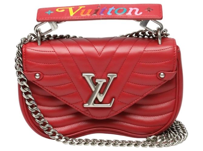 Bolsa de ombro em couro New Wave com corrente Louis Vuitton Vermelho