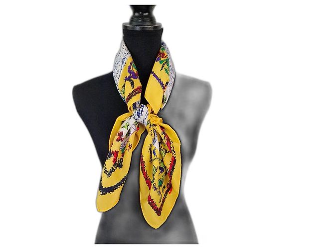 Lenço de seda Gianni Versace com padrão abstrato Multicor Amarelo