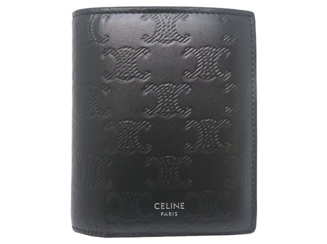 Céline Celine Triomphe Compact Wallet Black