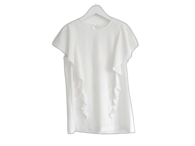 Hugo Boss Boss Creme Rüschensaum Bluse