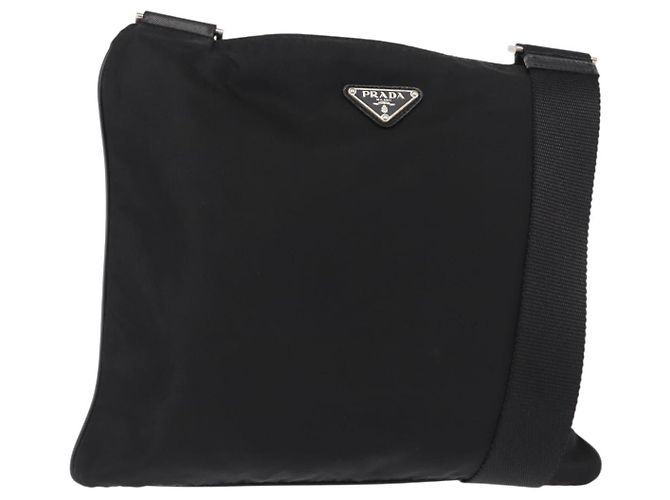 Prada Flat Messenger Bag Tessuto Medium Black