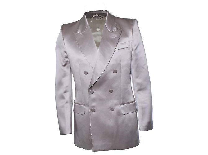 Doppelreihiger Satin-Blazer in Hellrosa von Gucci Pink