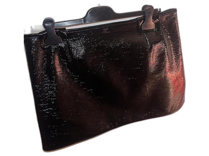 Courreges Minifalda negra de vinilo asimétrica Negro