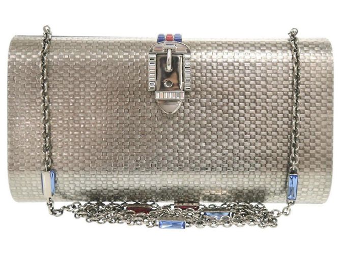 Bolsa de Ombro de Metal Prata Gucci