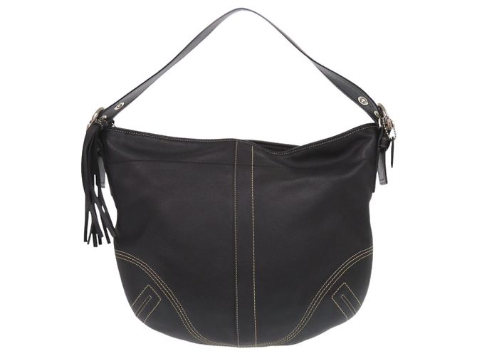 Bolso de cuero negro de un hombro Coach