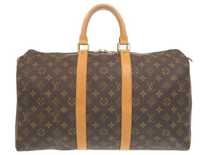 Louis Vuitton Keepall 45 Monogram Boston Bag Brown