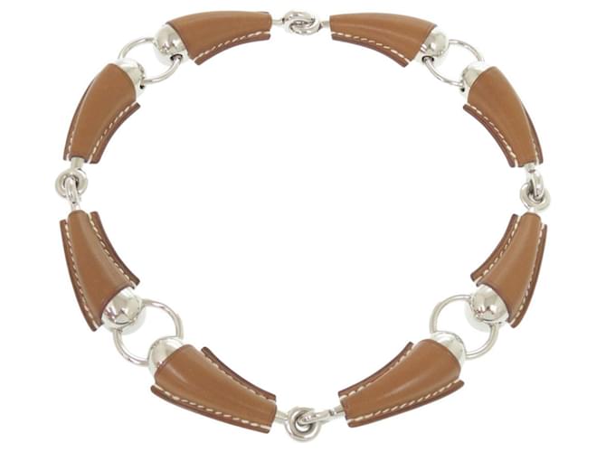 Hermès Epure Equestre Vaubarenia/Fauve Necklace Brown Silvery 