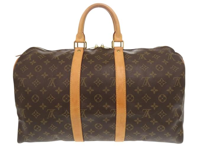 Louis Vuitton Keepall 45 Monogram Boston Bag Brown Patent leather Cloth  ref.2589819