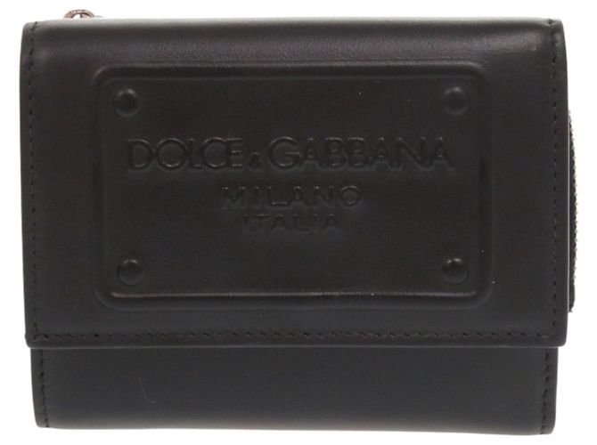 Dolce & Gabbana Black Leather Tri-fold Wallet