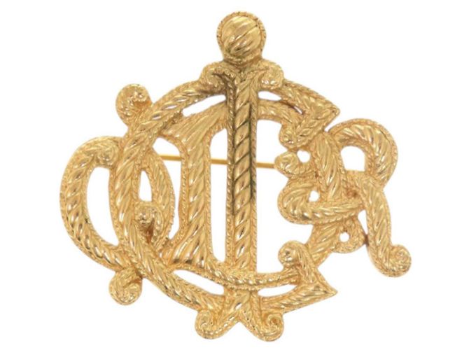 Broche de metal dorado Christian Dior Emblem 0637
