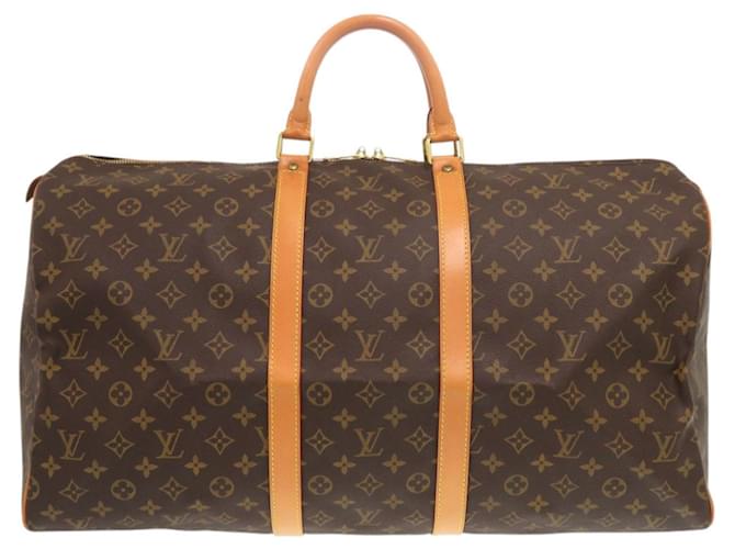 Louis Vuitton Keepall 55 Monogram Boston Bag Brown Patent leather Cloth  ref.2589965