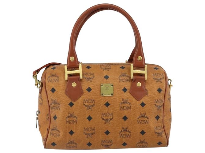Bolsa MCM Visetos em lona e couro Marrom