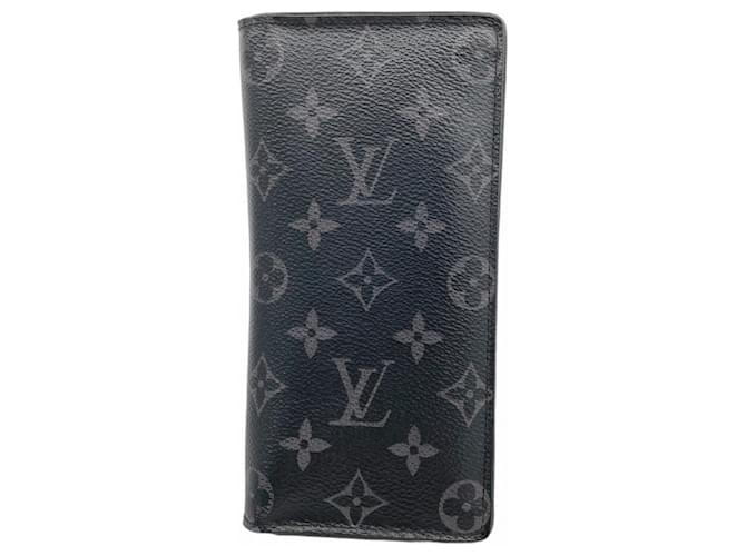 Louis Vuitton Monogram Eclipse Portefeuille Brazza Long Wallet Black  ref.2590022