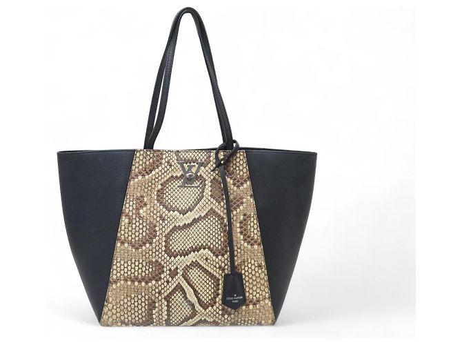 NEUE LOUIS VUITTON LOCKME CABAS N92917 LEDER UND PYTHON TASCHE Schwarz