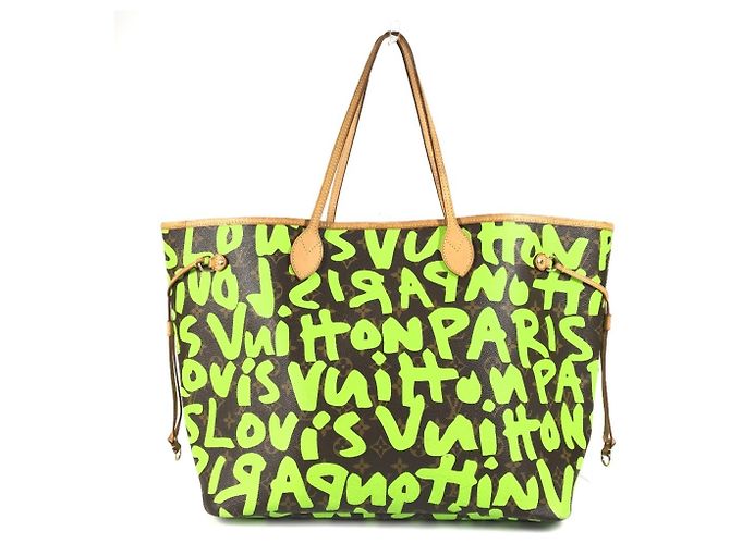 Louis Vuitton Monogram Graffiti Neverfull GM Marrone Verde Verde chiaro