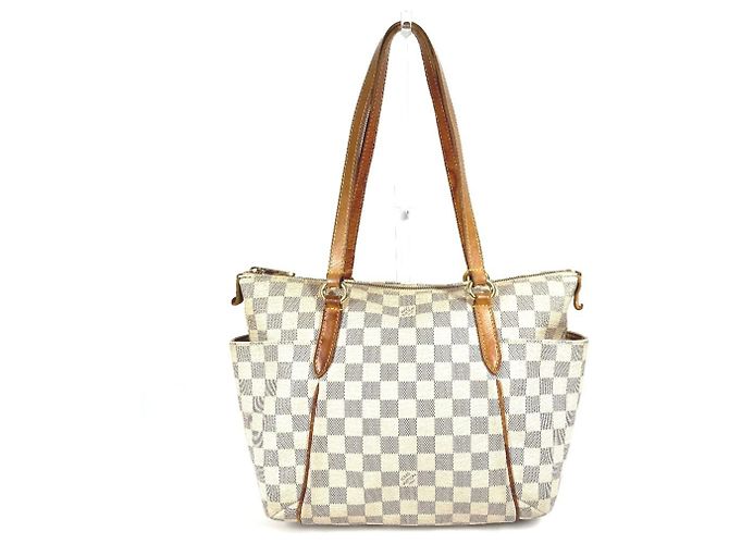 Bolsa Tote Totally PM Damier Azur da Louis Vuitton Branco Amarelo