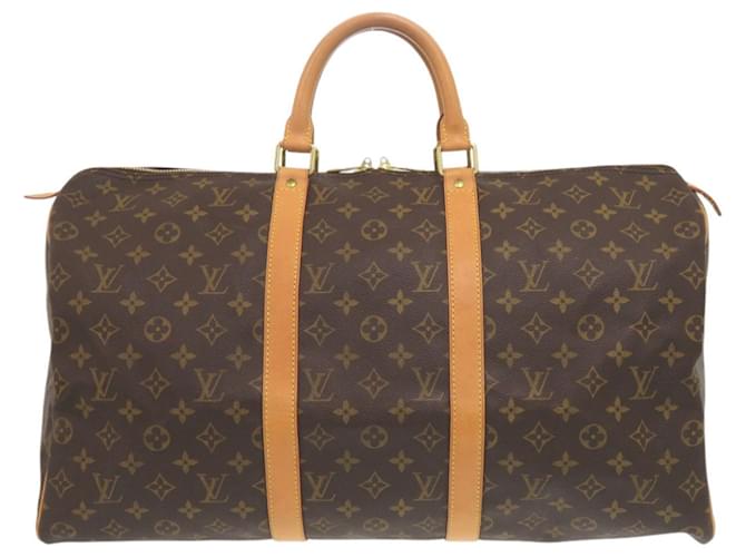 Louis Vuitton Keepall 50 Monogram Boston Bag Brown Patent leather Cloth  ref.2590307