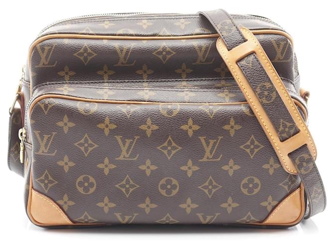 Louis Vuitton Nile Shoulder Bag Brown Monogram Leather Cloth  ref.2590341