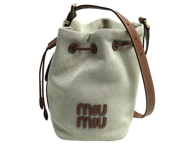 Borsa a secchiello Miu Miu beige/marrone