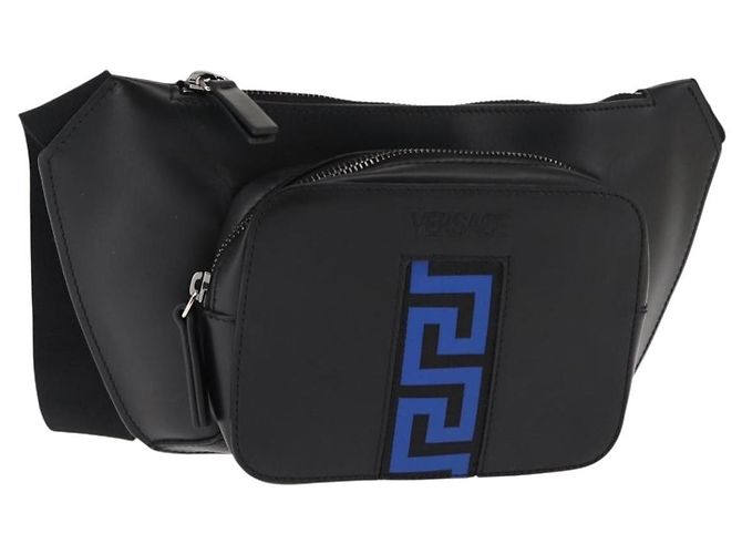 Pochete de couro com studs Versace média Preto