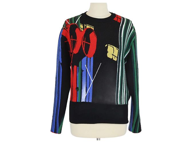 Louis Vuitton Black Wool Blend Printed Long Sleeve Sweatshirt