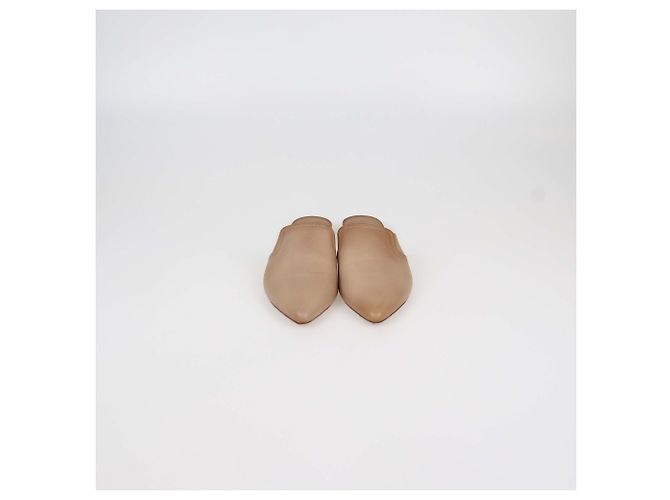 Mules Planos de Cuero Tan Vince Beige