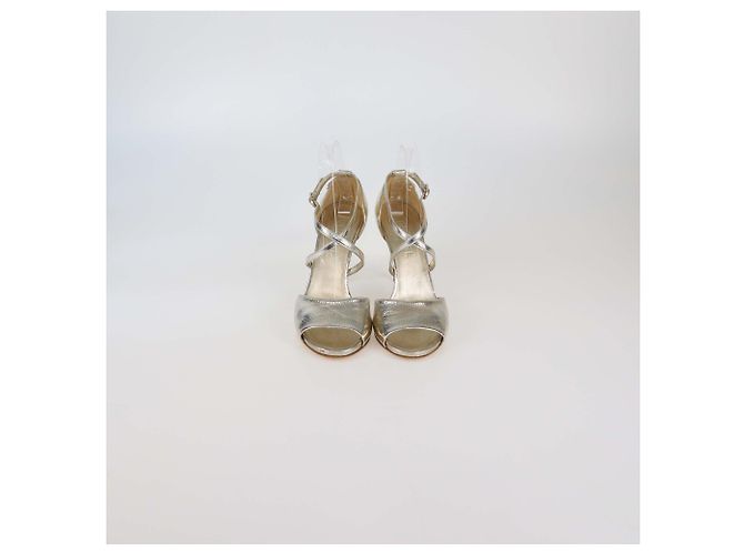 Chanel Gold Leather Multi Strap Sandals Golden