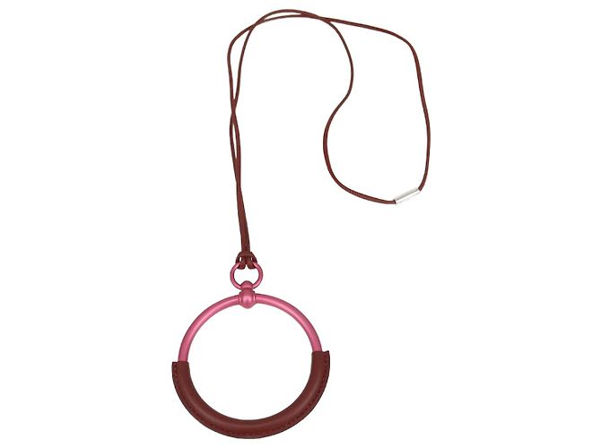Hermès Hermes Rouge H Swift Leather Loop Pendant Red 