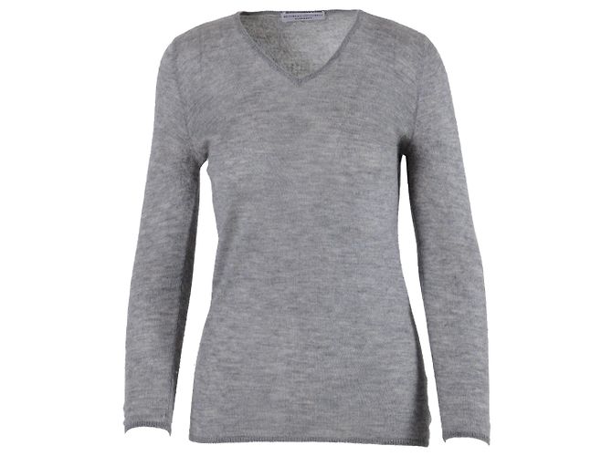 Grau Cashmere V-Ausschnitt Pullover von Brunello Cucinelli