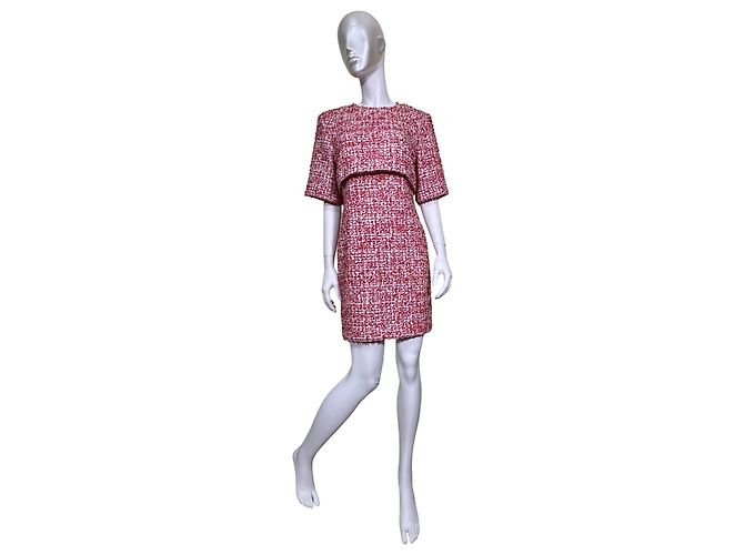 Sandro Tweed Minikleid rot Weiß