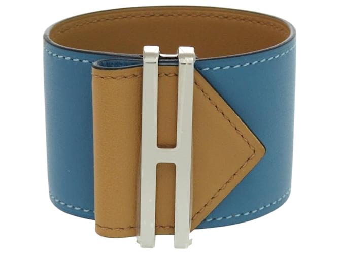 Hermès Hermes Elan Swift Leather Bangle Silvery Blue 