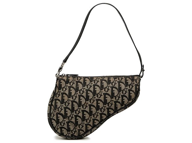 Dior Black Mini Diorissimo Canvas Saddle Pochette