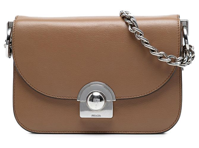Bolsa transversal Prada em couro glace marrom Arcade