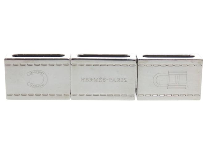 Ring Ensemble de bagues à foulard en argent Hermès Métal Argenté  ref.2591487