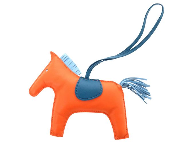 Hermès Hermes Rodeo MM Charm in Celeste Blue Red Orange 