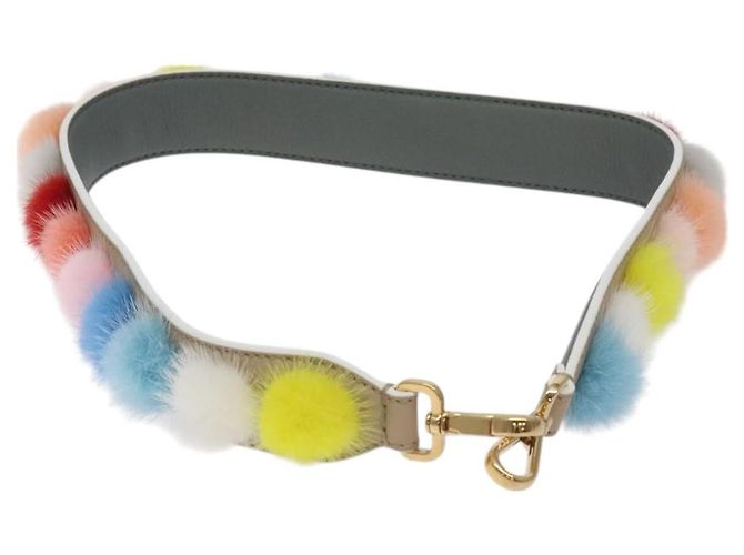 Fendi Pom Pom Alça Você Alça de Couro e Pêlo