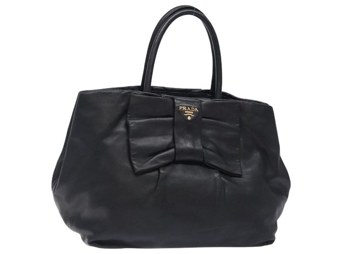 Prada Bow Tote aus Leder Schwarz