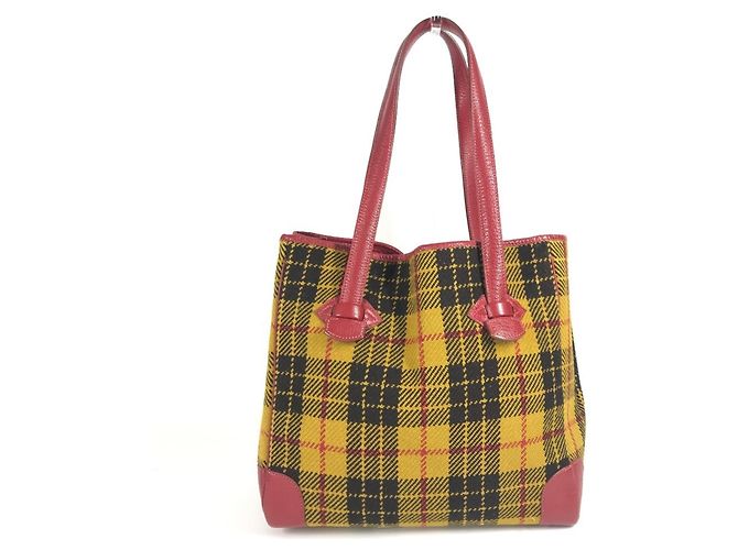 Hermès HERMES Gallop Check Tragetasche Rot Grün Gelb